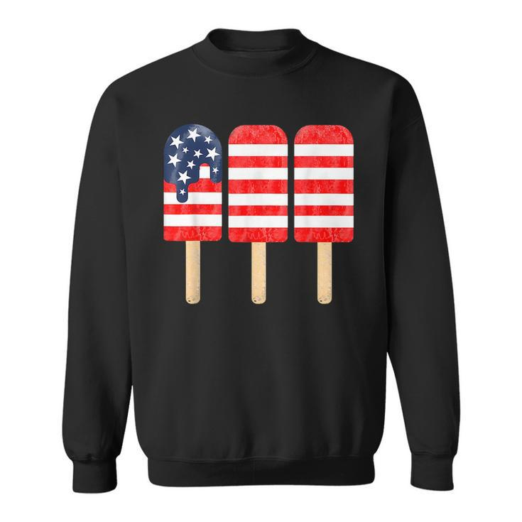 4Th Of July Popsicle American Flag Red White Blue Patriotic  Sweatshirt