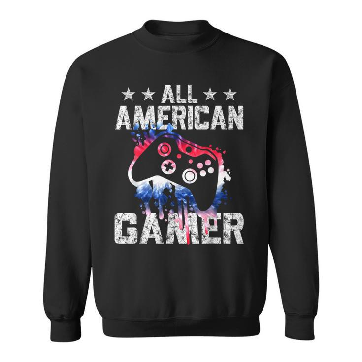 4Th Of July Video Game American Flag All American Gamer Sweatshirt
