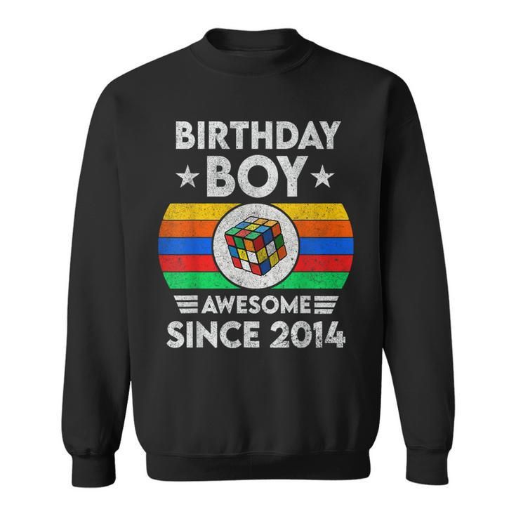 8 Years Old Awesome Since 2014 Birthday Speed Cubing Boy  Sweatshirt