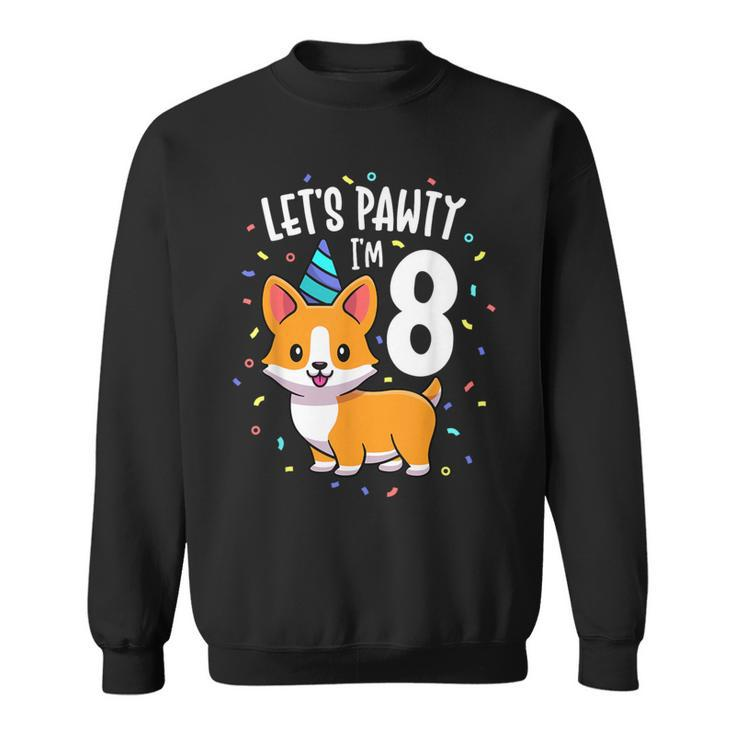 8 Years Old Corgi Dog Lover 8Th Birthday Party Outfit Kid Sweatshirt