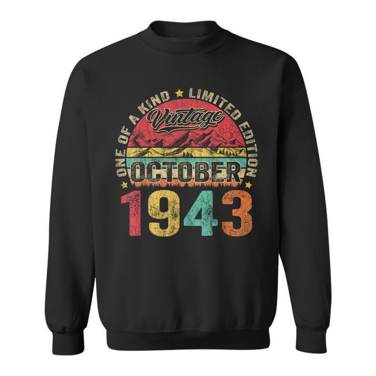 80 Years Old Made In 1943 Vintage October 1943 80Th Birthday Sweatshirt