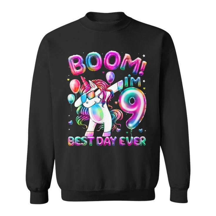 9 Years Old Dabbing Unicorn Gifts 9Th Birthday Girl Party  Sweatshirt