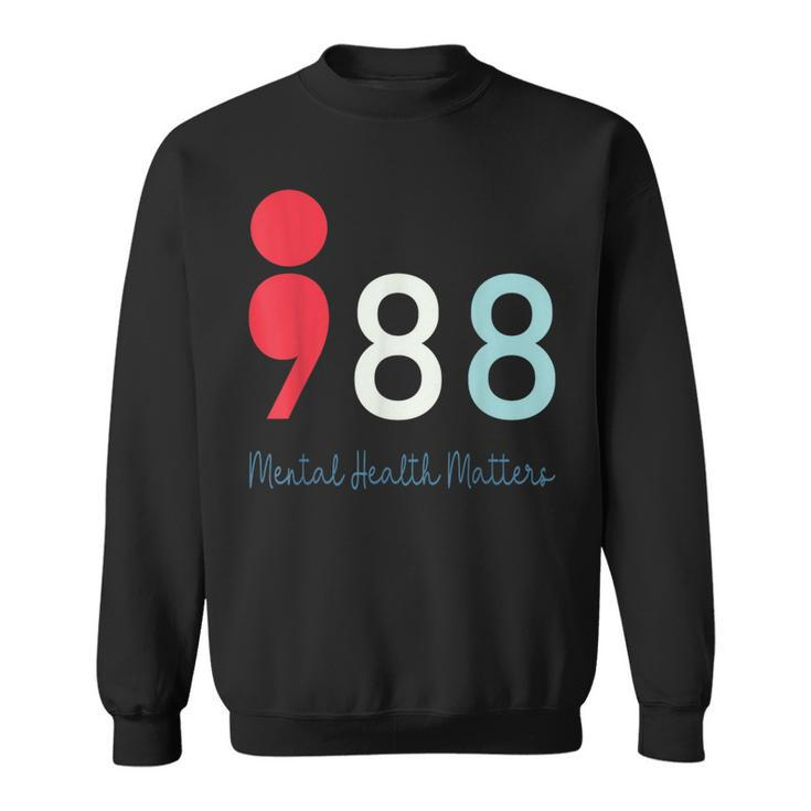 988 Semicolon Mental Health Matters Suicide Prevention Retro  Sweatshirt