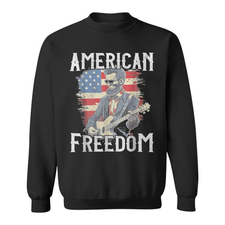 Abraham Lincoln 4Th Of July American Flag Country Rock Music  Sweatshirt