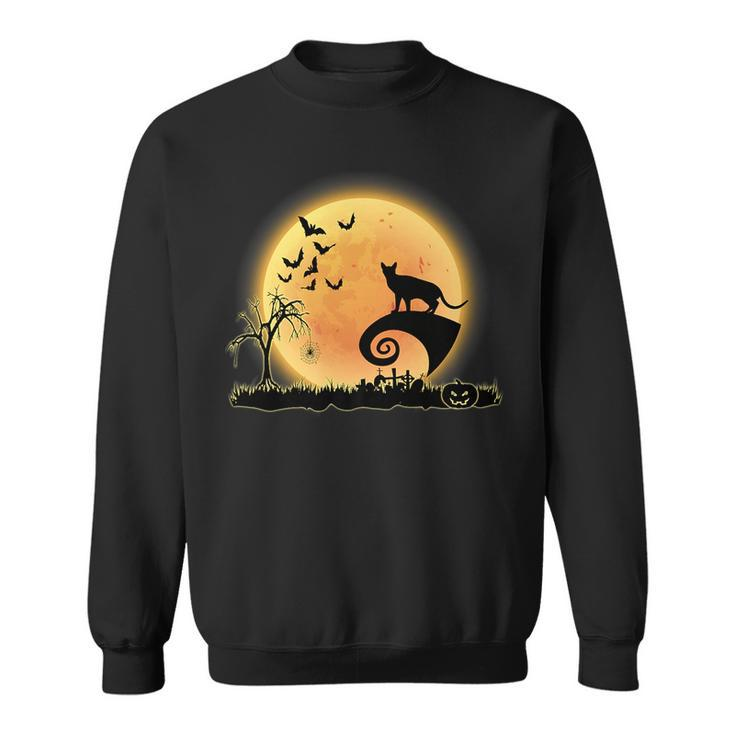 Abyssinian Cat Scary And Moon Funny Kitty Halloween Costume   Sweatshirt
