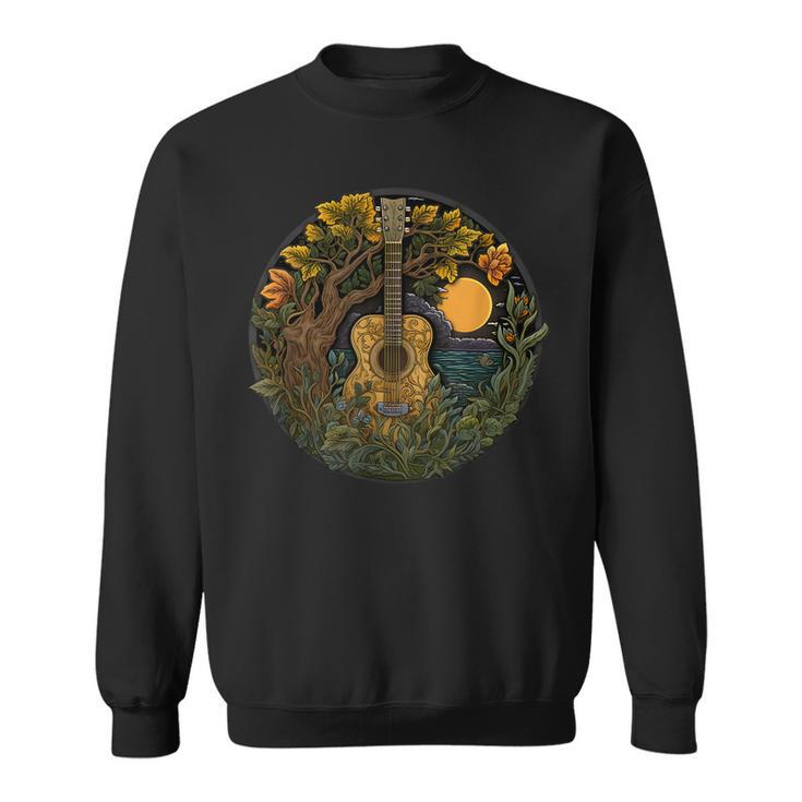 Acoustic Guitar Tree Guitarist Landscape Nature Music Lover Sweatshirt