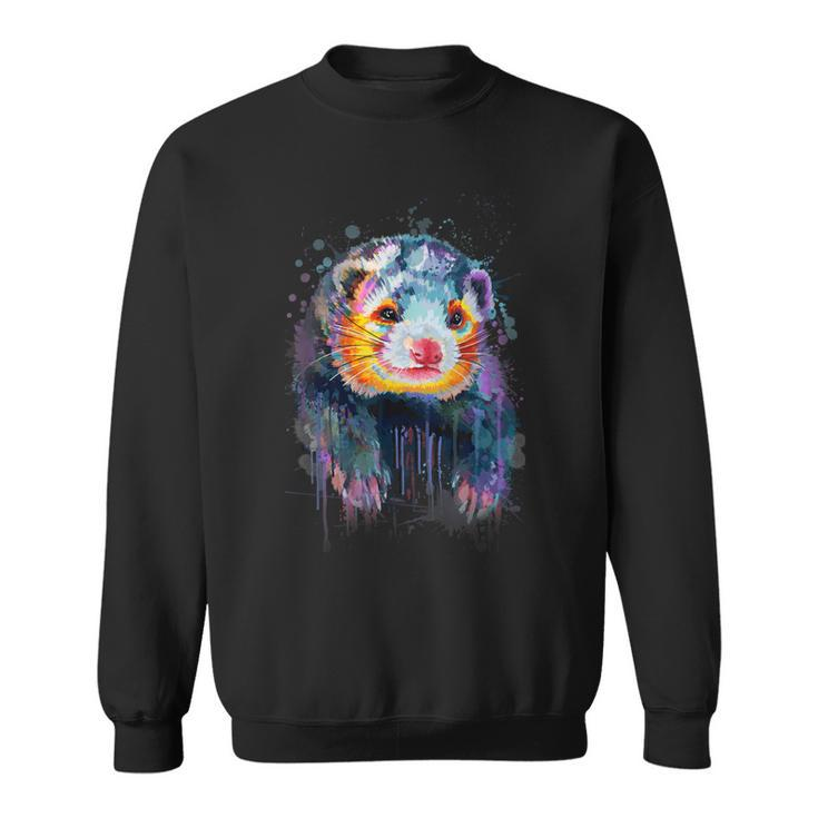 Adorable Ferret Attractive Splash Painting  Sweatshirt
