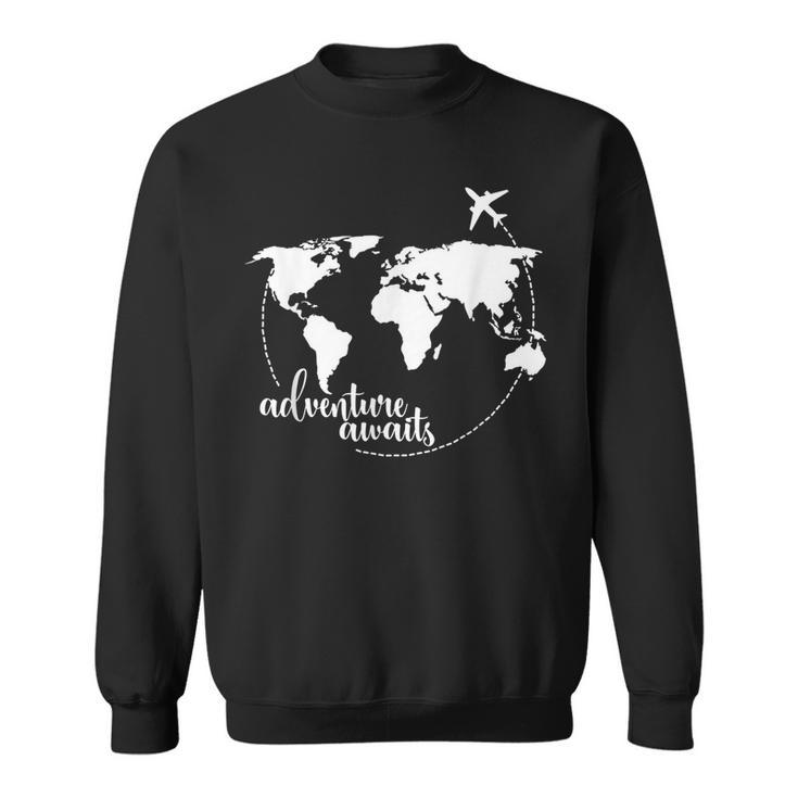 Adventure Awaits World Map For Travel Vacations  Sweatshirt