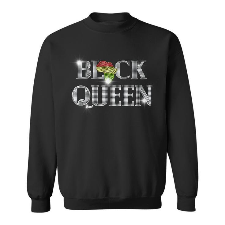 Afro Woman Black Queen Bling Rhinestone Black Queen Diamond  Sweatshirt