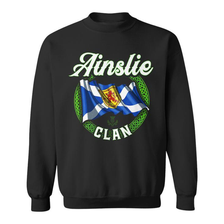 Ainslie Clan Scottish Last Name Scotland Flag Funny Last Name Designs Funny Gifts Sweatshirt