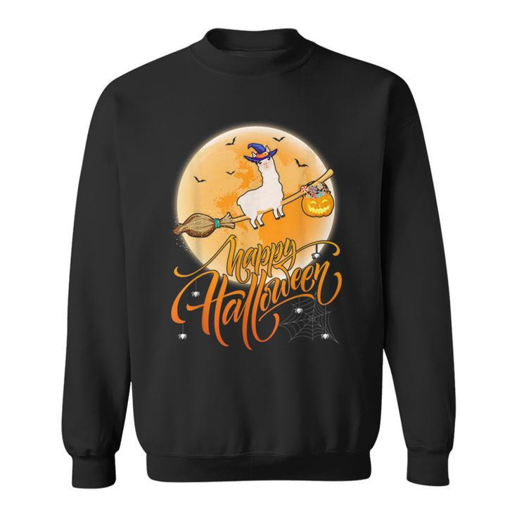 Alpaca Ride Witch Shotgun Moon Vintage Alpaca Halloween Moon Funny Gifts Sweatshirt