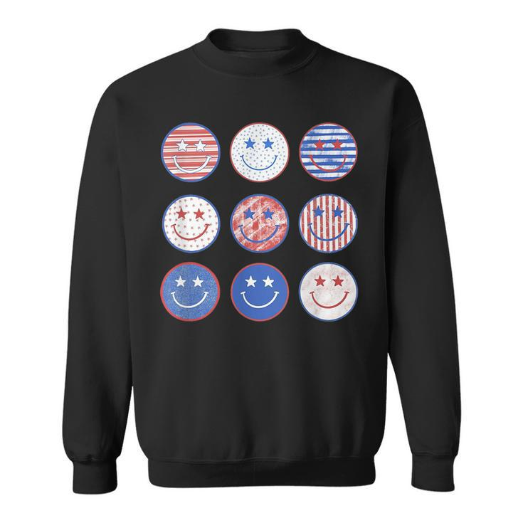 America Vibes Cute Smile Face Usa American Flag 4Th Of July  Sweatshirt