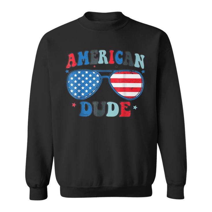 American Dude Sunglasses 4Th Of July Patriotic Boy Men Kids  Sweatshirt