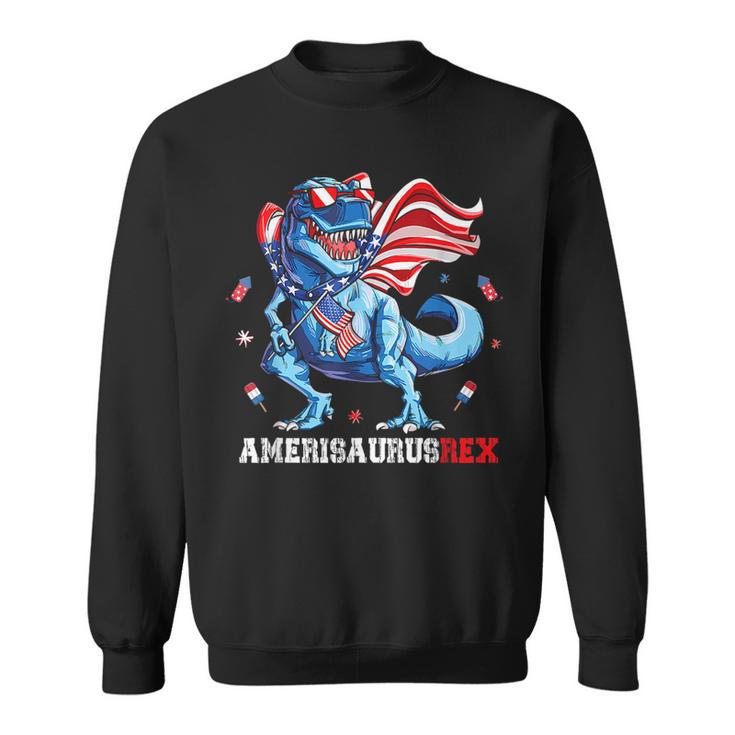 American Flag 4Th Of July T Rex Dinosaur Amerisaurus Rex Boy Sweatshirt