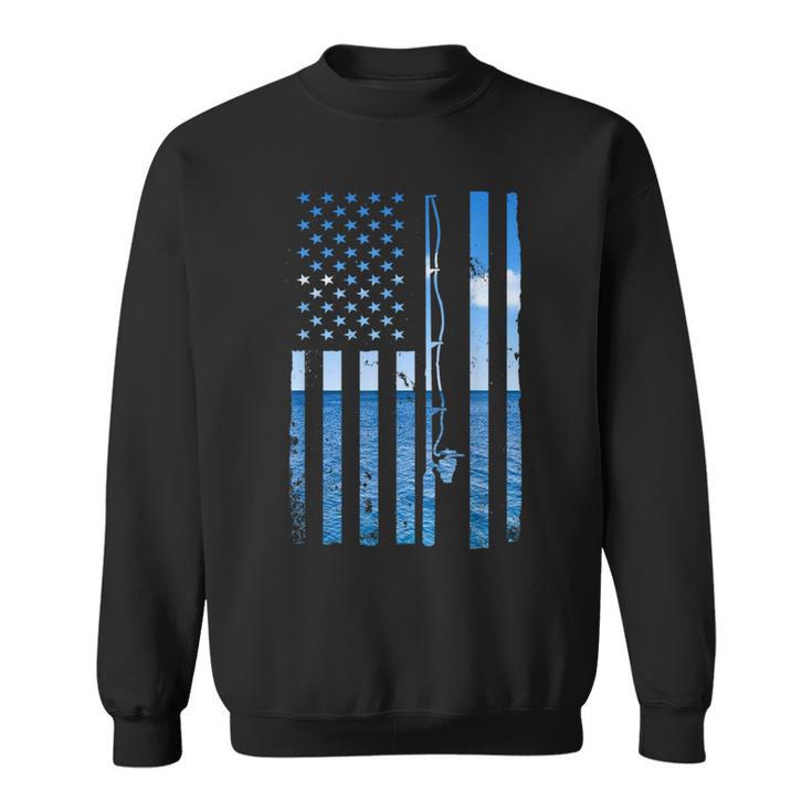 American Flag Fish Fisher Fisherman Bass Fishing Usa Sweatshirt