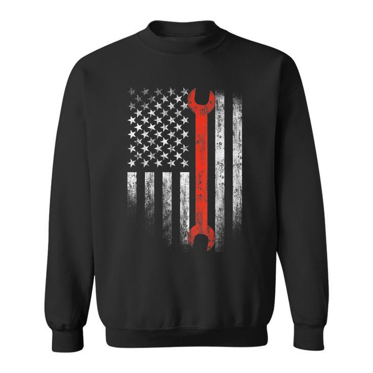 American Flag Mechanic Wrench  Patriotic Car Van Tank Patriotic Funny Gifts Sweatshirt