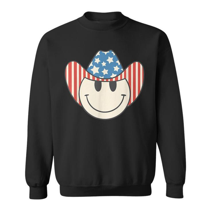 American Smile Face Cowboy Cowgirl 4Th Of July Howdy Rodeo  Sweatshirt