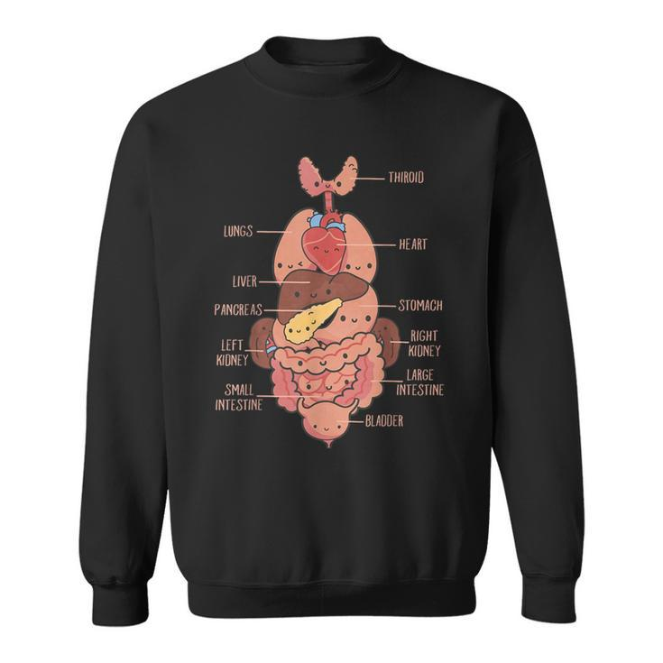 Anatomy Human Torso Cute Heart Lungs Organs Medical Graphic Sweatshirt
