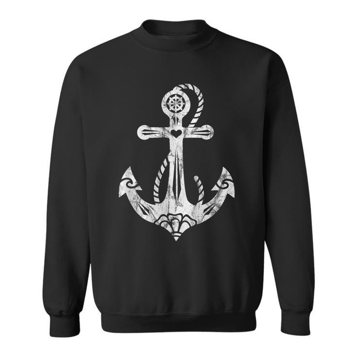 Anchor Symbol Sacred Rose Heart Tattoo Style Sweatshirt