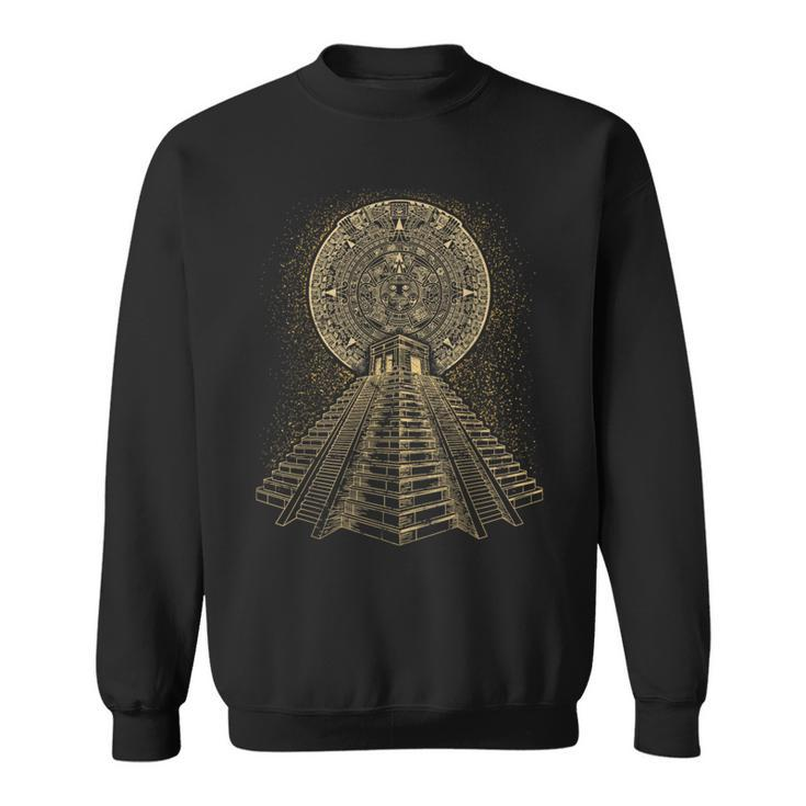 Ancient Sacred Mayan Aztec Calendar Pyramid Geometry  Sweatshirt