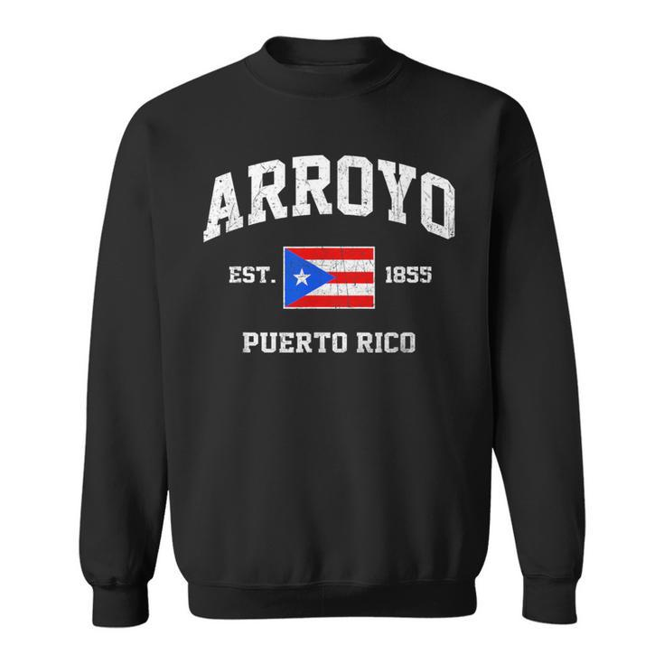 Arroyo Puerto Rico Vintage Boricua Flag Athletic Style Sweatshirt