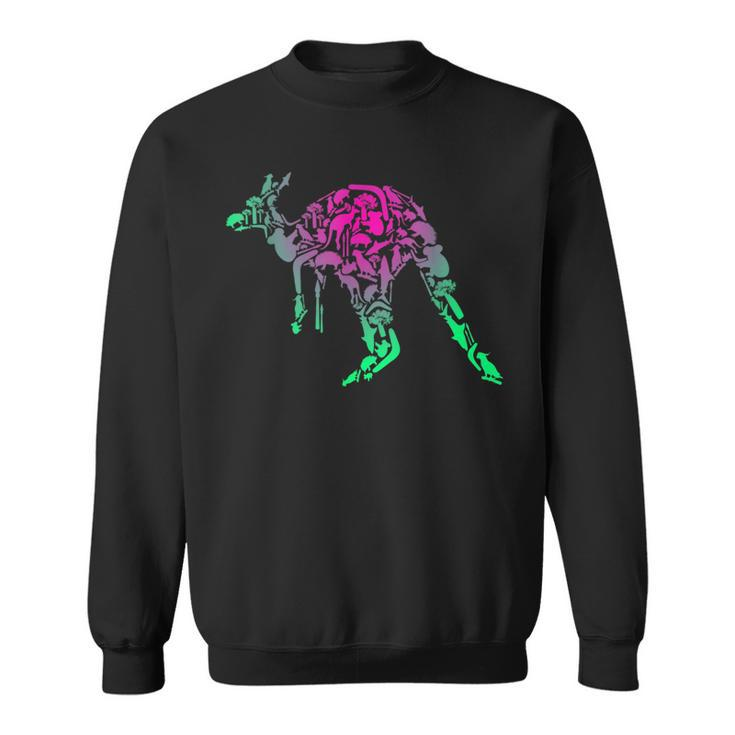 Australia Animal Lover Colorful Painting Kangaroo  Sweatshirt