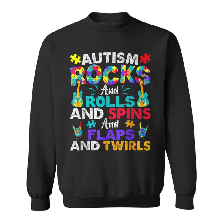 Autism Rocks And Rolls Autism Awareness Month Sweatshirt