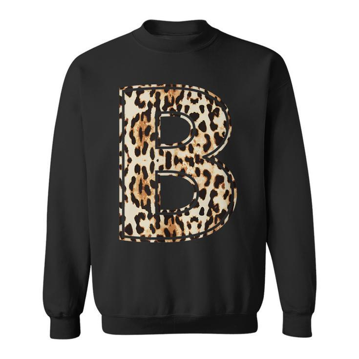 Awesome Letter B Initial Name Leopard Cheetah Print Sweatshirt