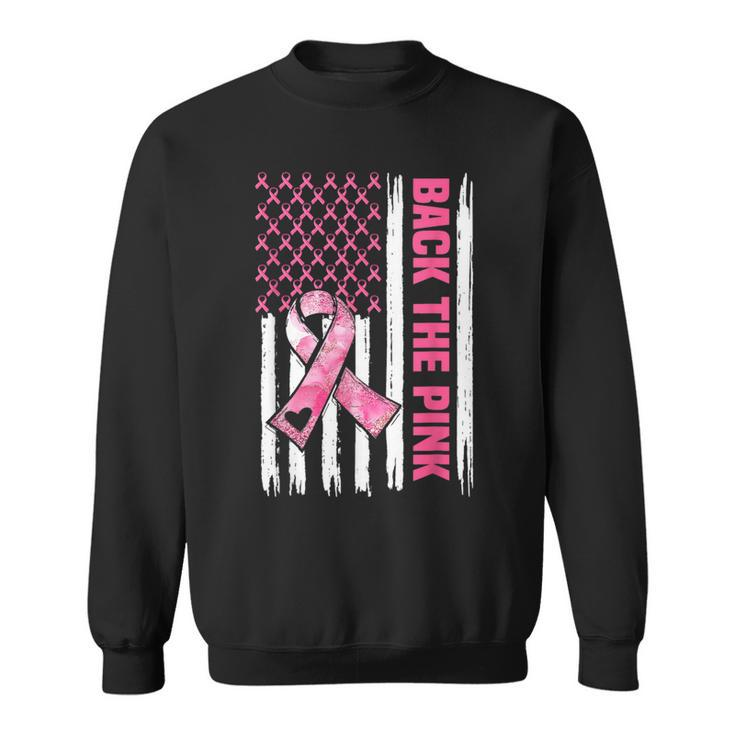 Back The Pink Warrior Flag American Breast Cancer Awareness Sweatshirt