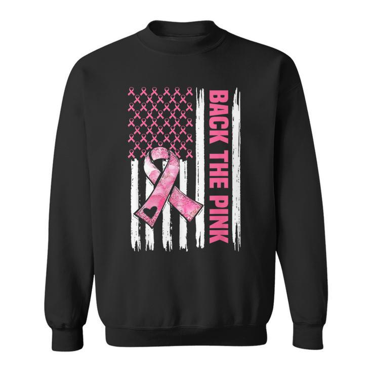 Back The Pink Warrior Flag American Breast Cancer Awareness Breast Cancer Awareness Funny Gifts Sweatshirt