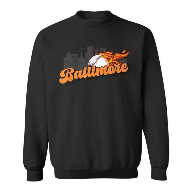 Baltimore Baseball Vintage City Skyline Retro Baseball Lover Sweatshirt