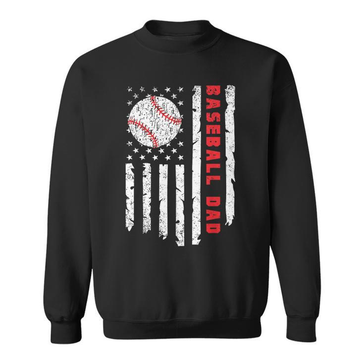 Baseball Dad Usa American Flag Patriotic Dad Fathers Day  Sweatshirt