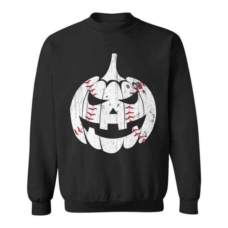 Baseball Player Scary Pumpkin Vintage Costume Halloween Pumpkin Funny Gifts Sweatshirt
