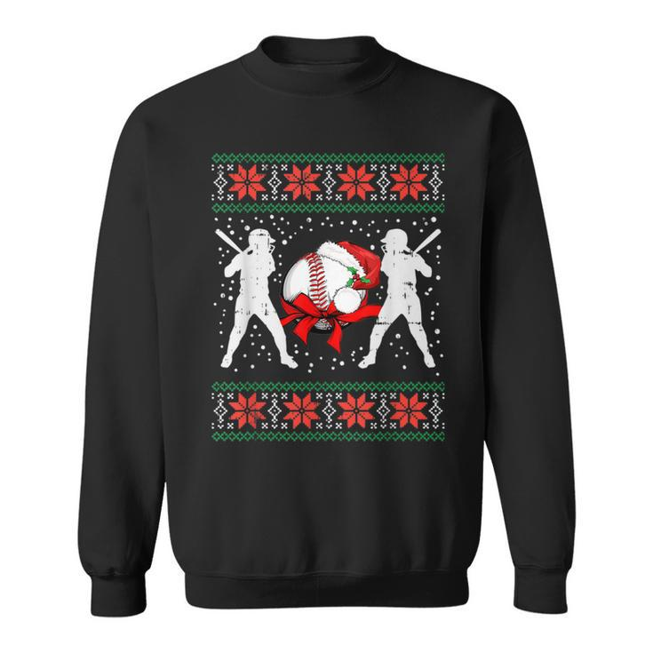 Baseball Ugly Christmas Sweater Softball Batter Hitter Sweatshirt