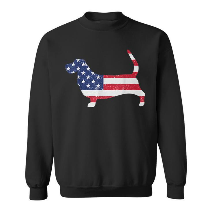 Basset Hound American Flag Usa Patriot Dog Lover  Sweatshirt