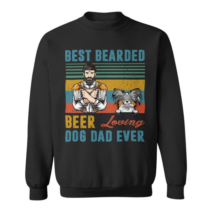 Beer Best Bearded Beer Loving Dog Dad Ever Papillon Dog Lover Sweatshirt
