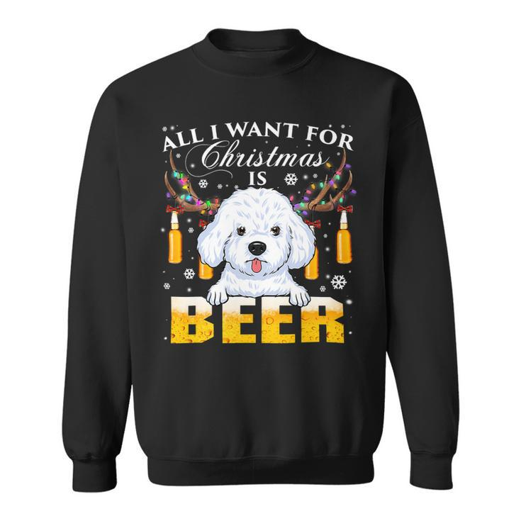 Beer Bichon Frise Reindeer Beer Christmas Ornaments Xmas Lights Sweatshirt