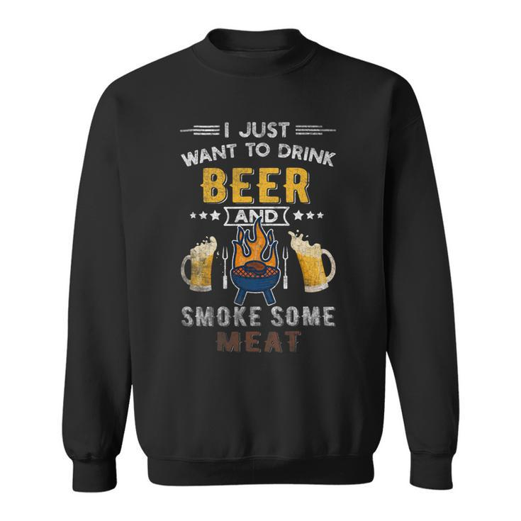 Beer Funny Bbq Chef Beer Smoked Meat Lover Summer Quote Grilling Sweatshirt
