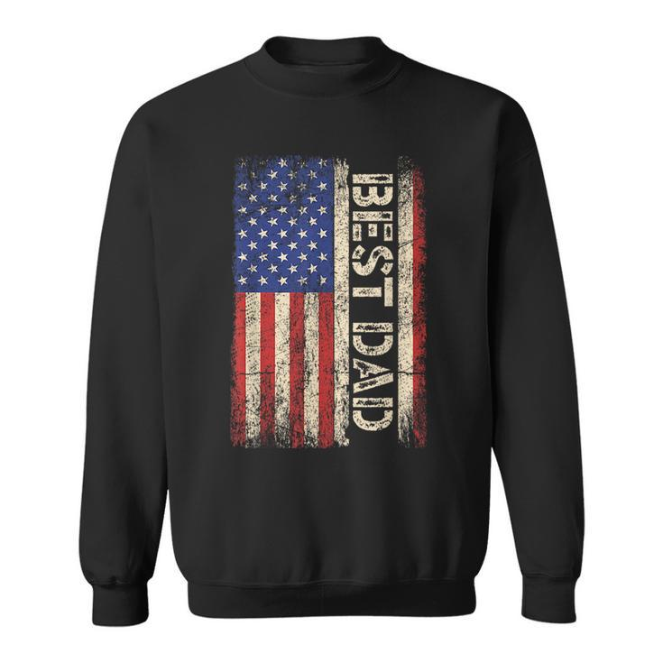 Best Dad Ever Us American Flag  Fathers Day Men   Sweatshirt