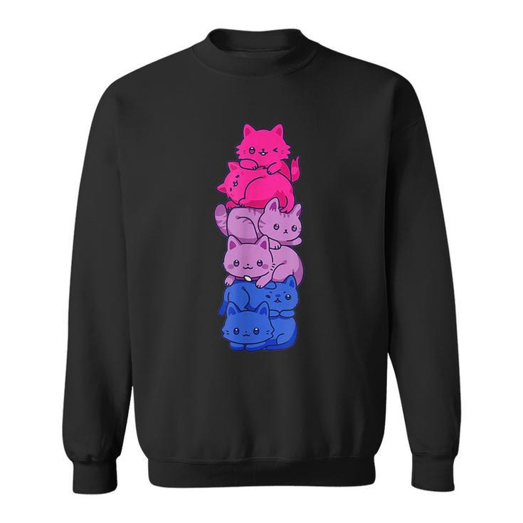 Bi Pride Cat Lgbt Bisexual Flag Cute Kawaii Cats Pile Gift Sweatshirt