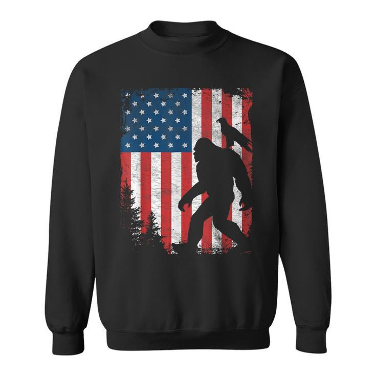 Bigfoot 4Th Of July Bald Eagle American Usa Flag Patriotic Sweatshirt