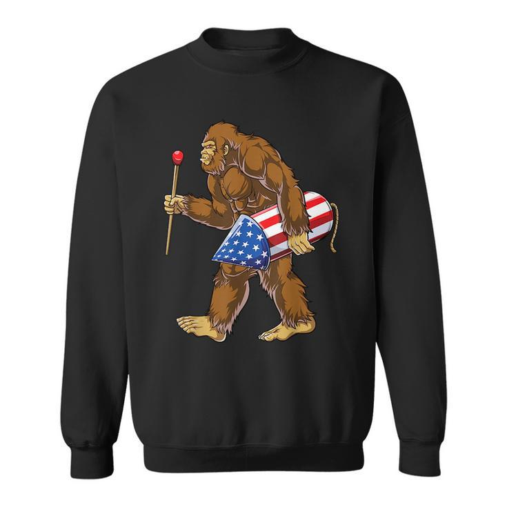 Bigfoot Fireworks 4Th Of July Men Sasquatch American Flag Us  Sweatshirt