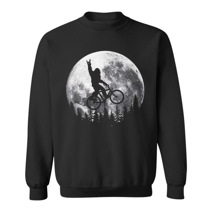 Bigfoot Ridding Mountain Bike On Moon Cycling Sasquatch Mtb  Sweatshirt