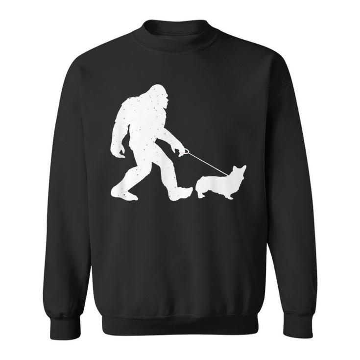 Bigfoot Walking Corgi Dog Funny Gift  Sweatshirt