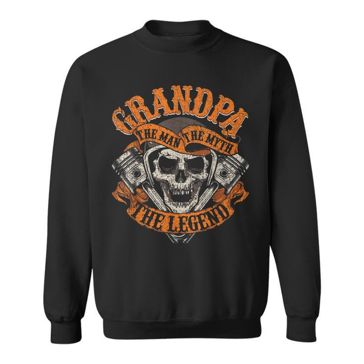 Biker Grandpa Man Myth Legend Fathers Day Grunge Motorcycle Sweatshirt