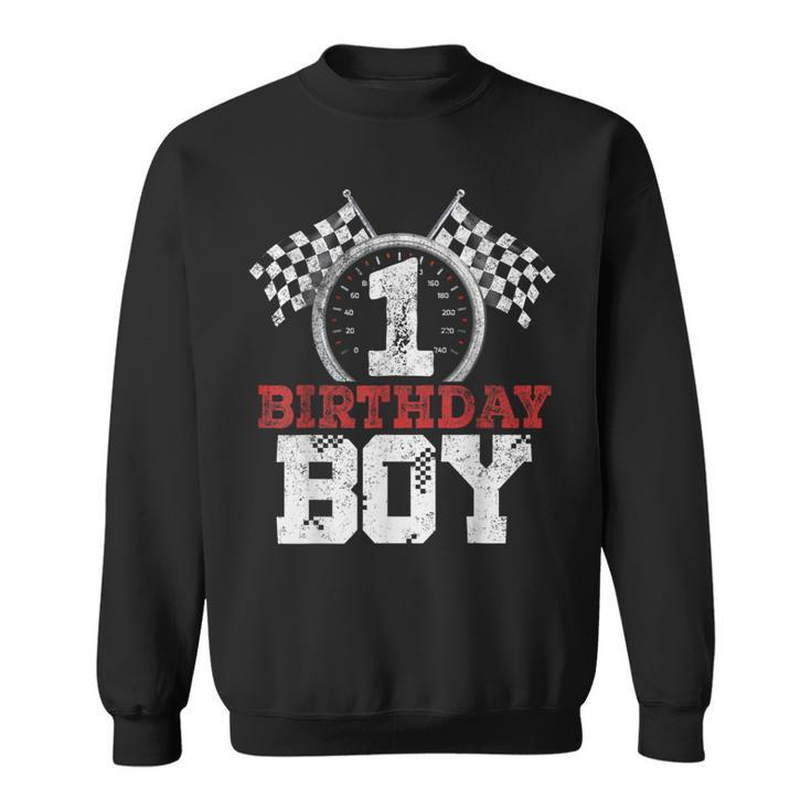 Birthday Boy 1 One Race Car 1St Birthday Racing Car Driver Sweatshirt