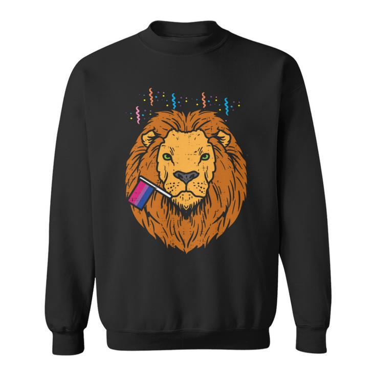 Bisexual Flag Lion Lgbt Pride Month Bi Pride Stuff Animal   Sweatshirt