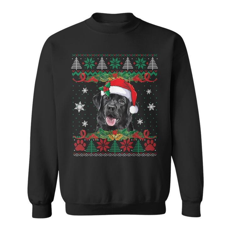 Black Lab Christmas Santa Ugly Sweater Dog Lover Xmas Sweatshirt