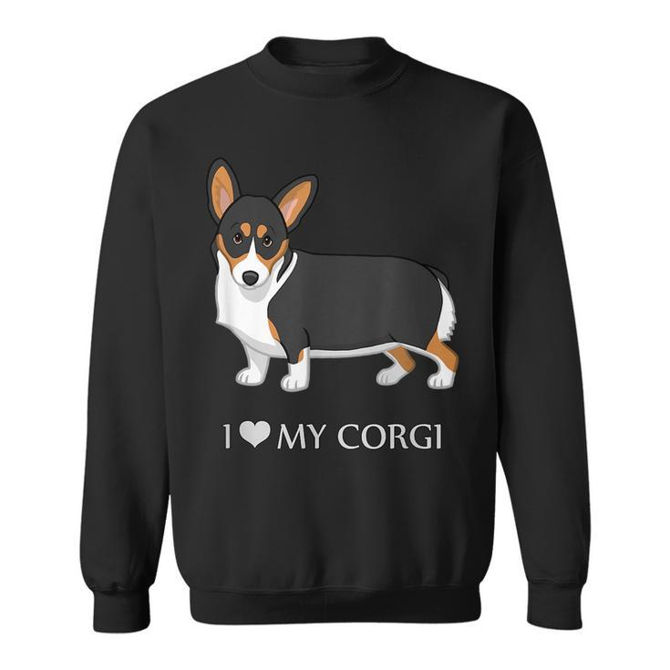 Black Tricolor I Love My Pembroke Corgi Dog Lovers  Sweatshirt