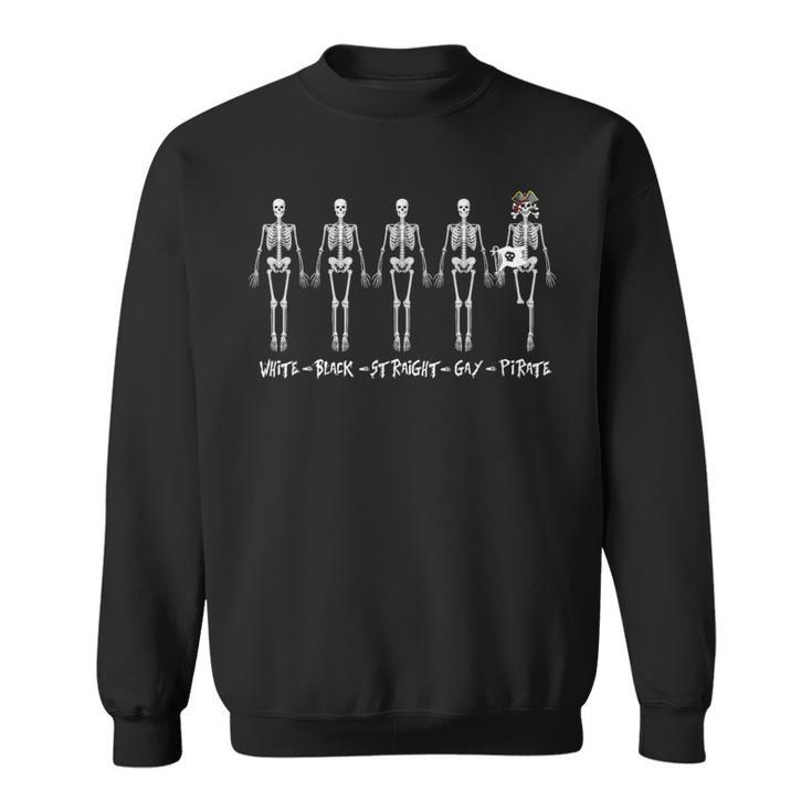 Black White Gay Straight Pirate Skeleton Lgbt Pride Human Sweatshirt